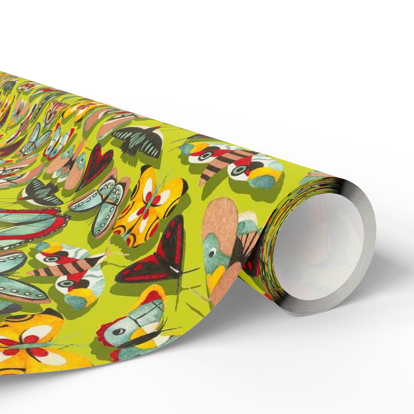 Vibrant Butterfly Neon Yellow Wrapping Paper