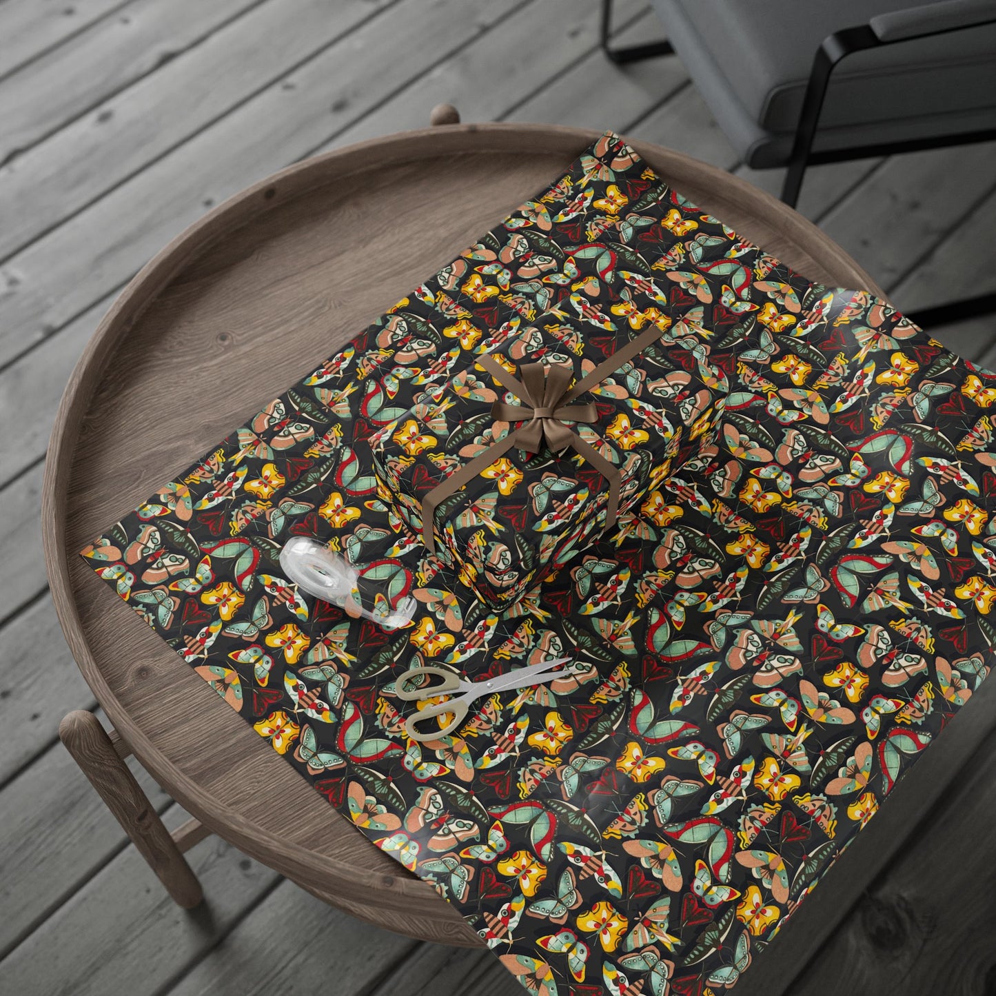 Colorful Charcoal Butterfly Wrapping Paper