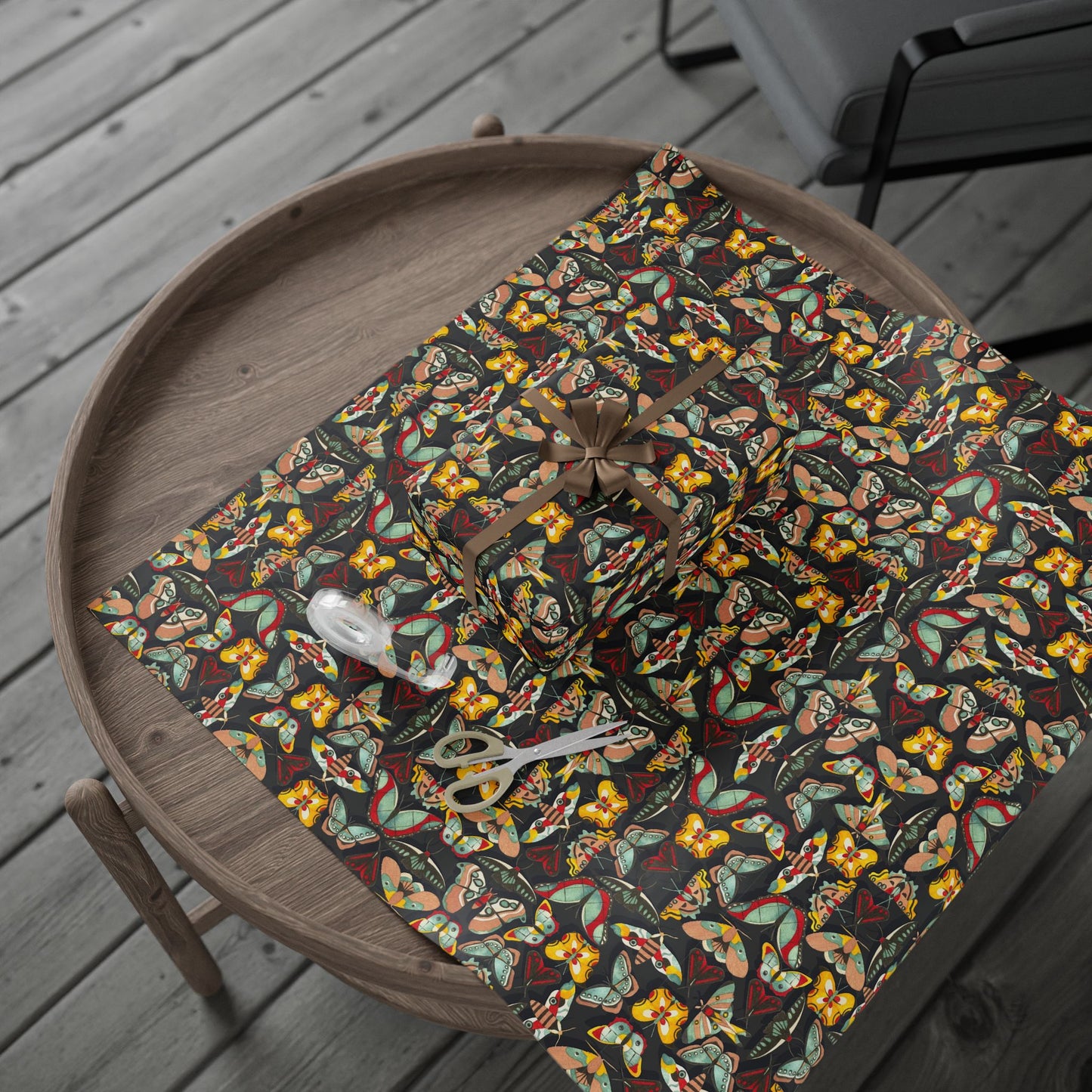 Colorful Charcoal Butterfly Wrapping Paper