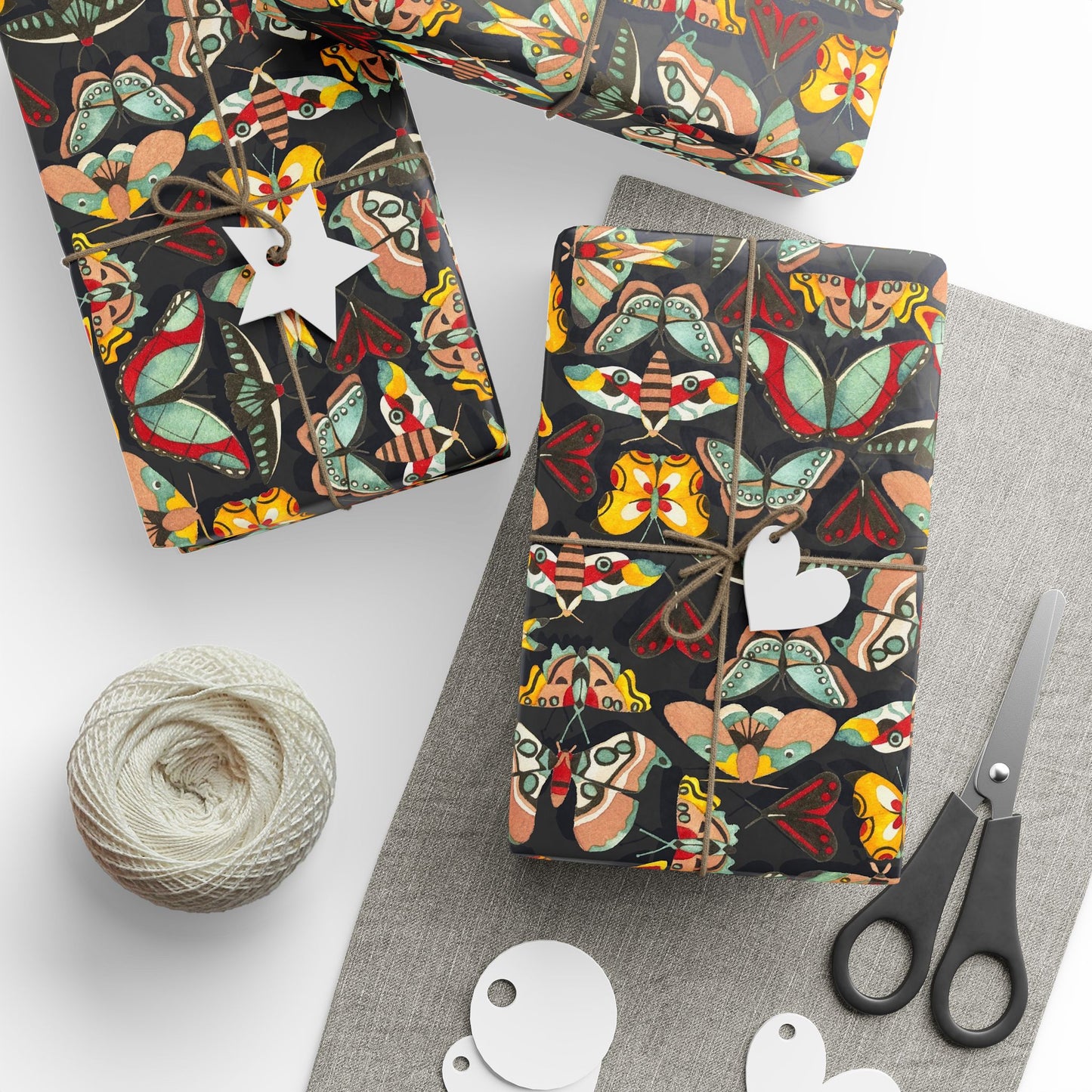 Colorful Charcoal Butterfly Wrapping Paper