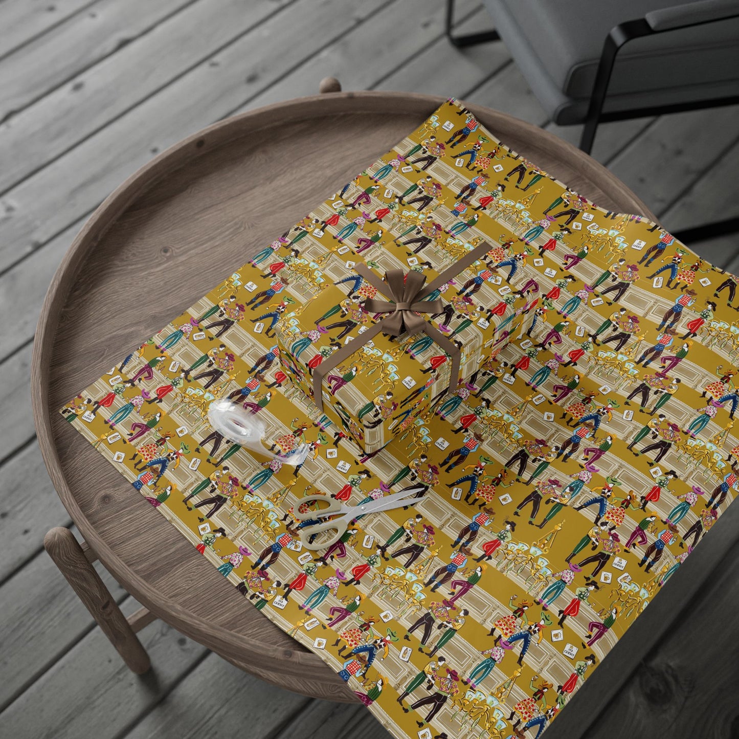 Cowboy Saloon Mustard Wrapping Paper