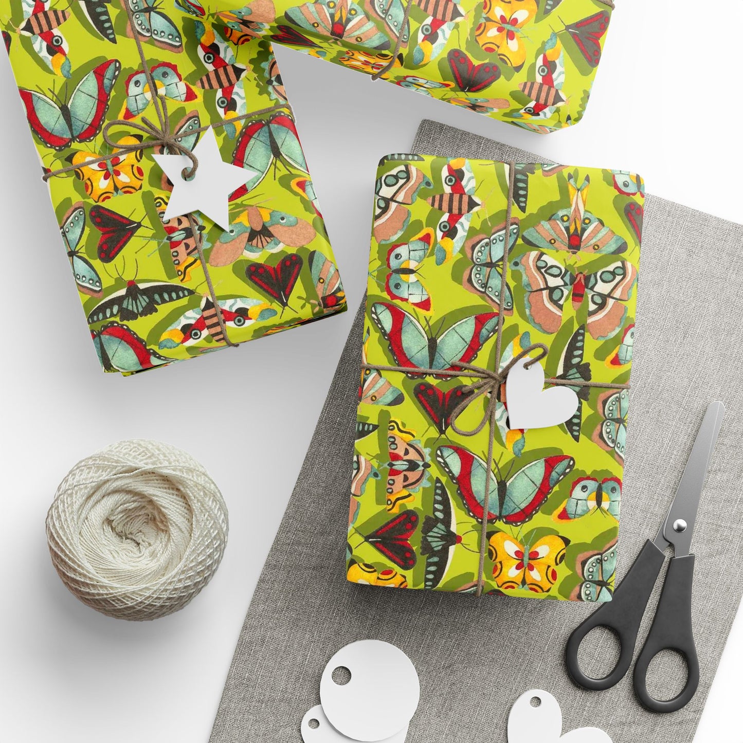 Vibrant Butterfly Neon Yellow Wrapping Paper