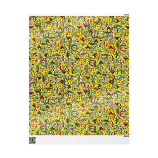 Vibrant Butterfly Neon Yellow Wrapping Paper