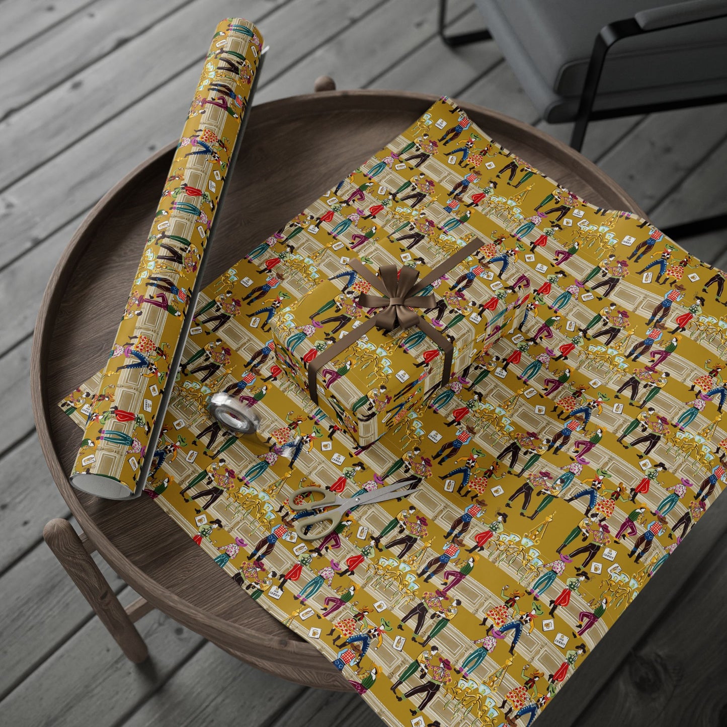 Cowboy Saloon Mustard Wrapping Paper