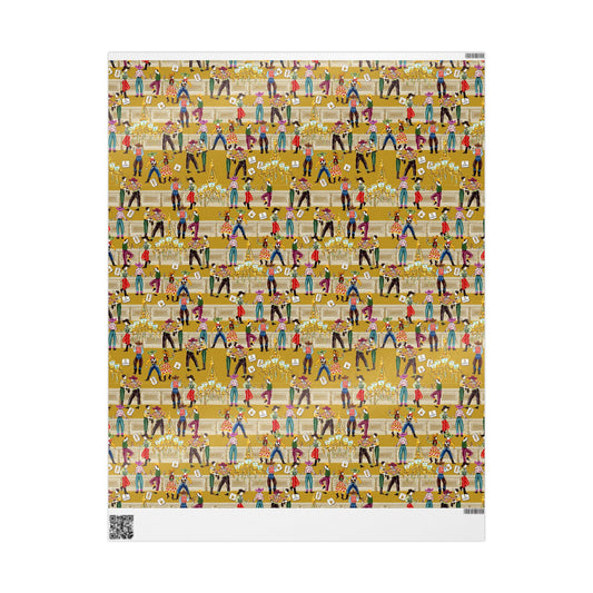 Cowboy Saloon Mustard Wrapping Paper