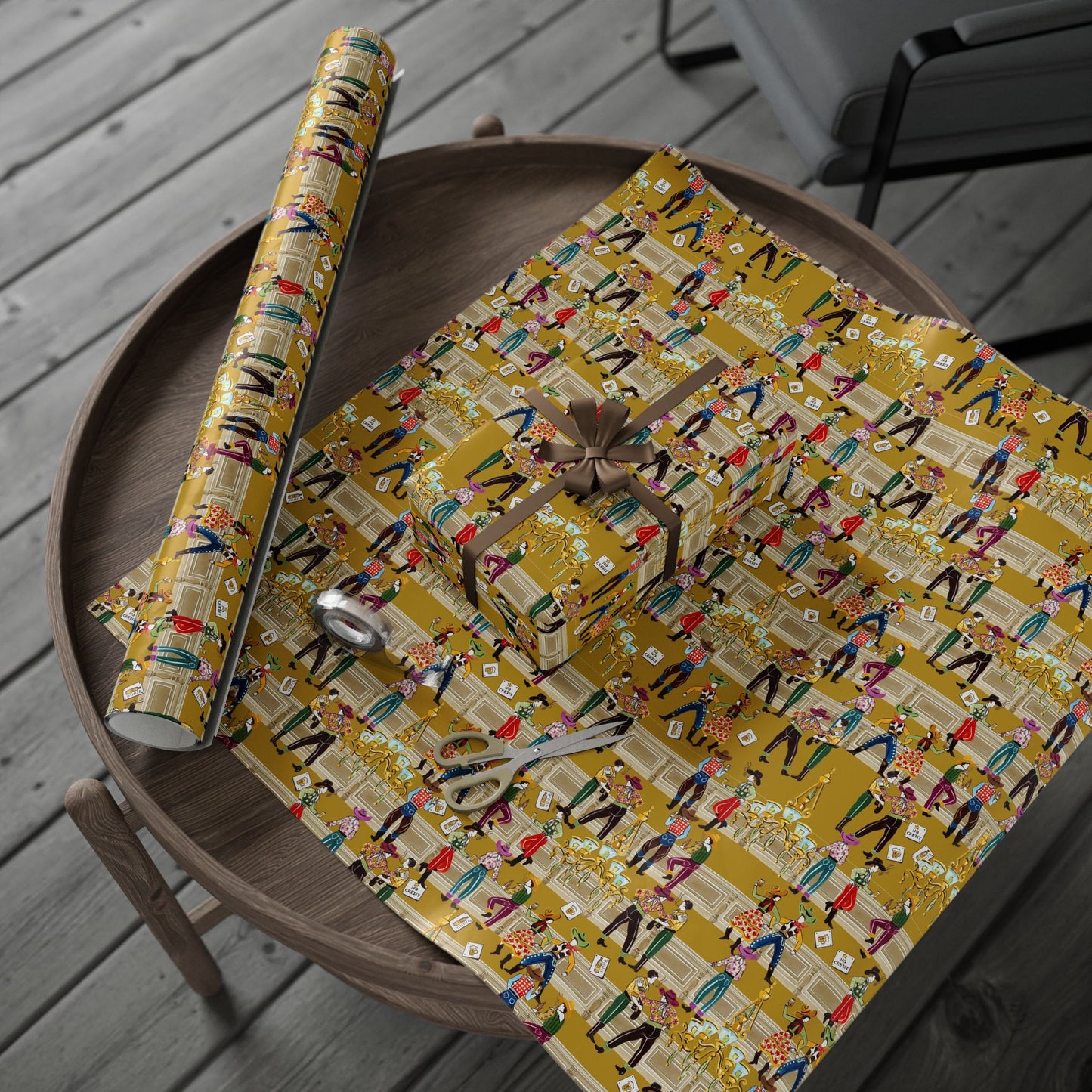Cowboy Saloon Mustard Wrapping Paper