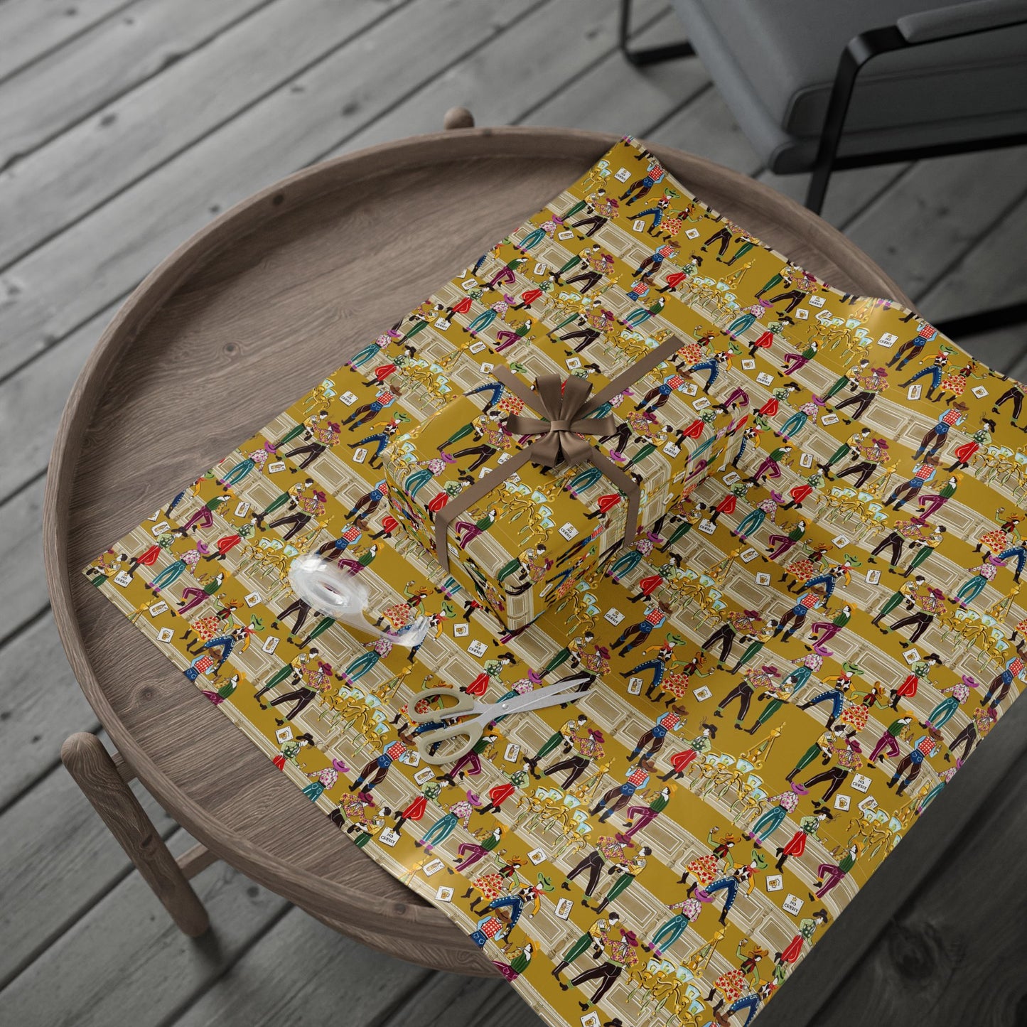 Cowboy Saloon Mustard Wrapping Paper
