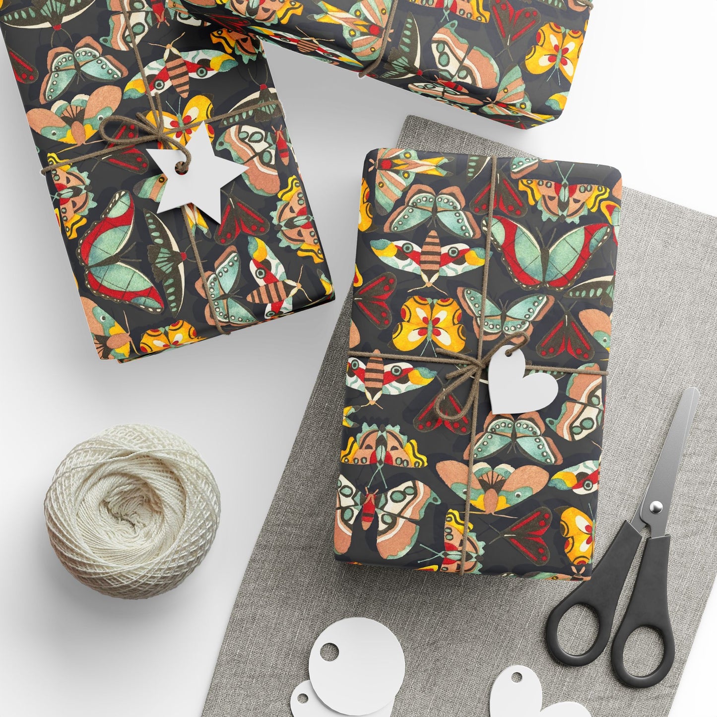 Colorful Charcoal Butterfly Wrapping Paper