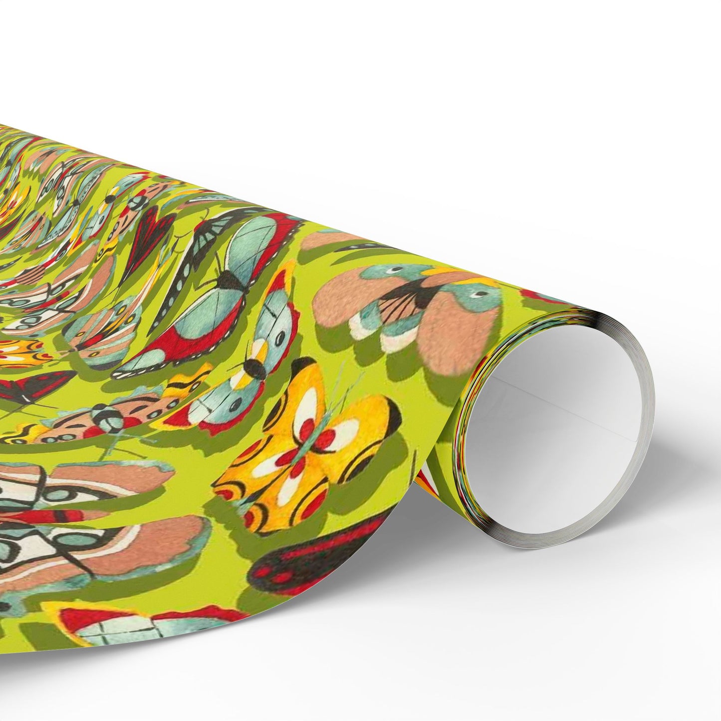 Vibrant Butterfly Neon Yellow Wrapping Paper