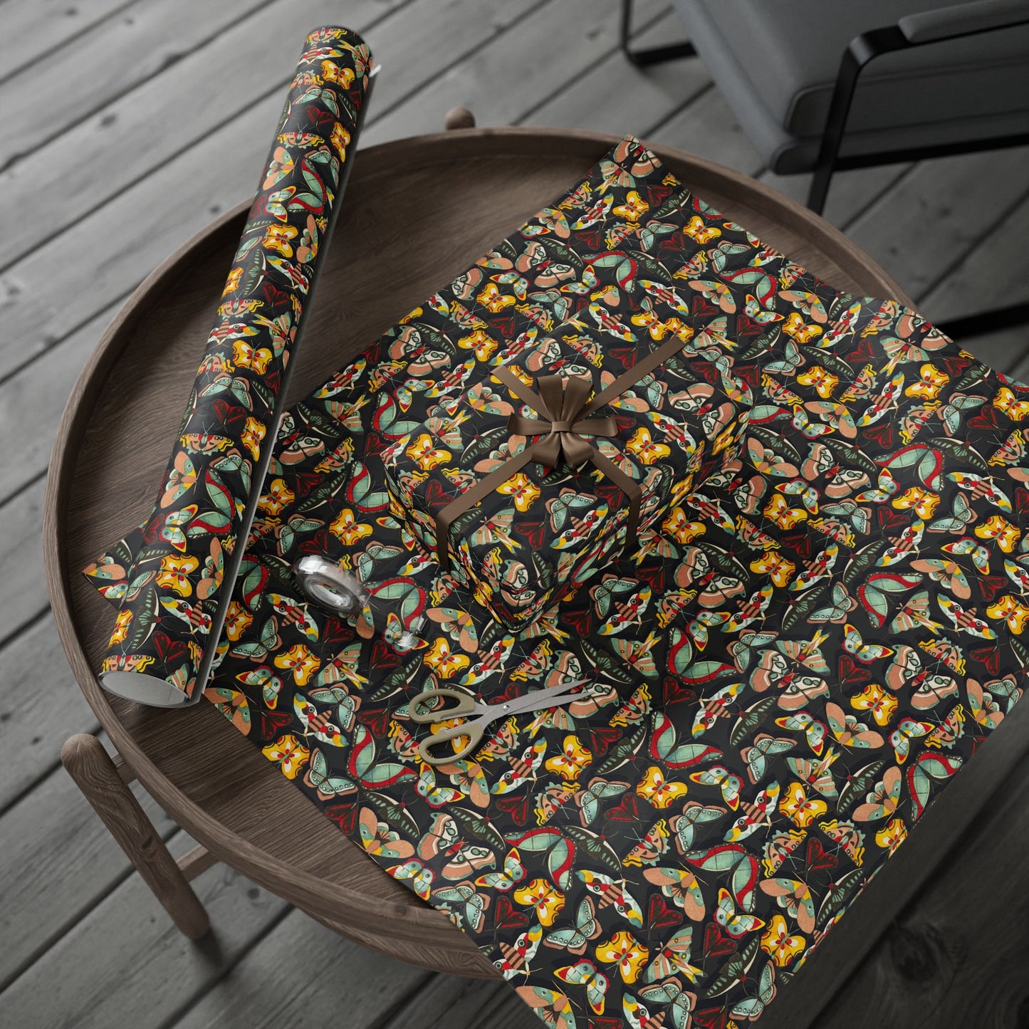 Colorful Charcoal Butterfly Wrapping Paper