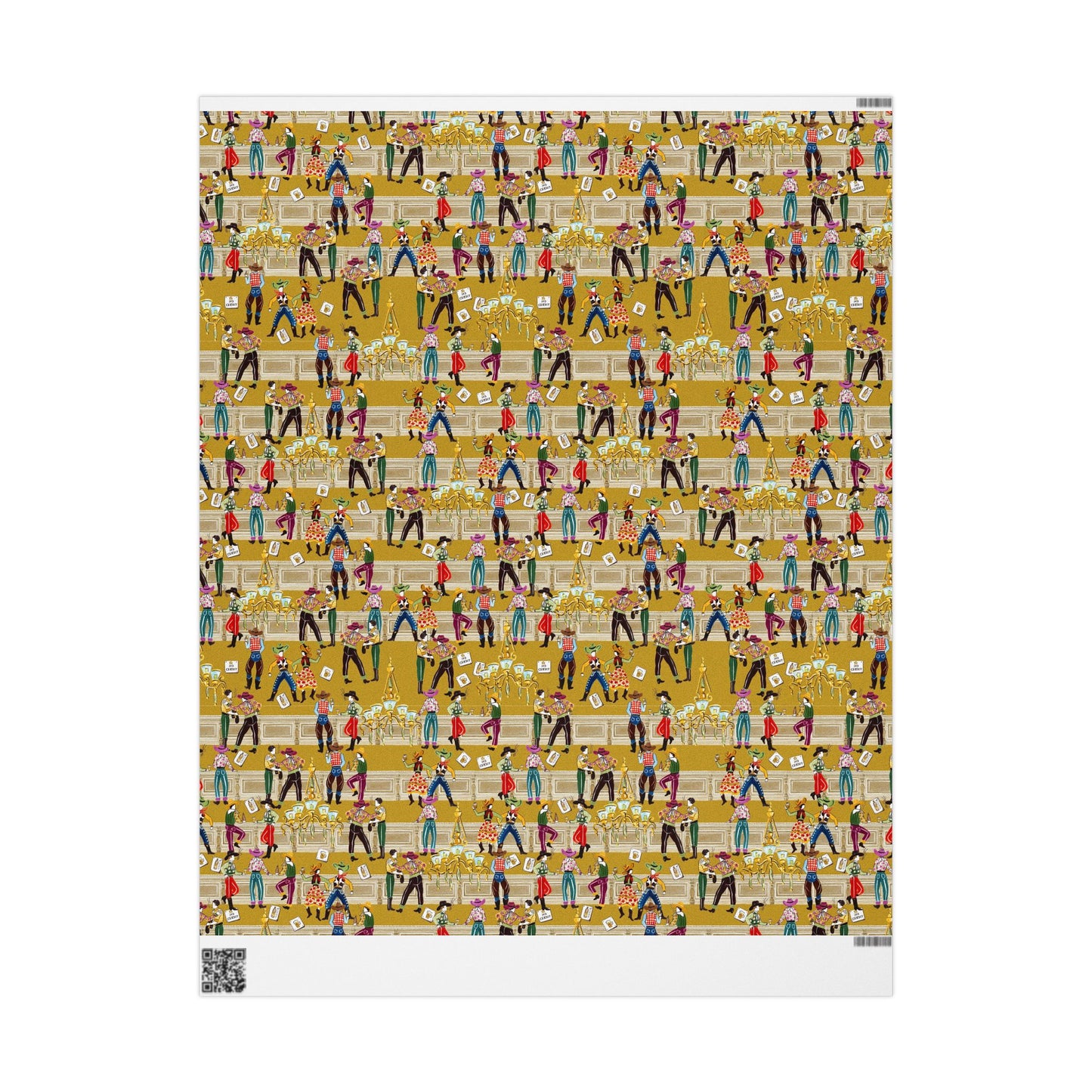 Cowboy Saloon Mustard Wrapping Paper