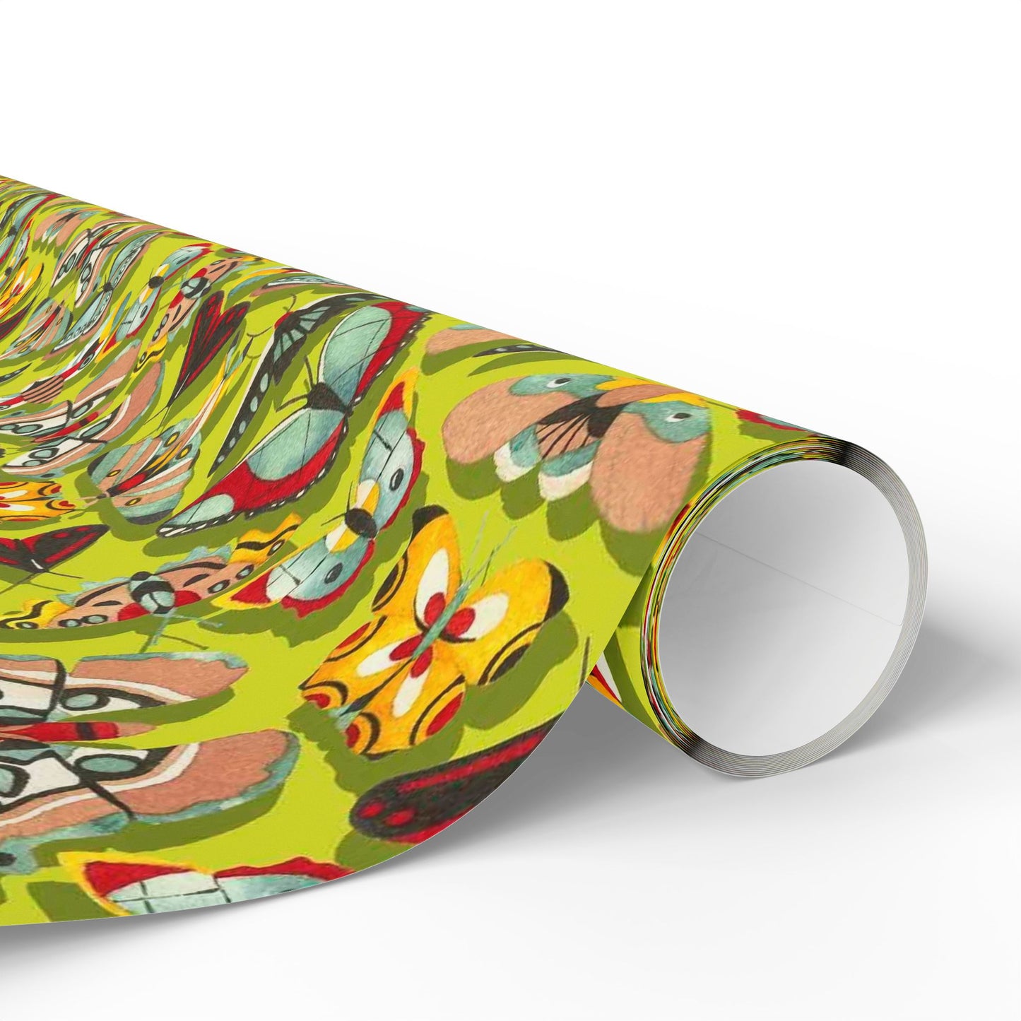Vibrant Butterfly Neon Yellow Wrapping Paper