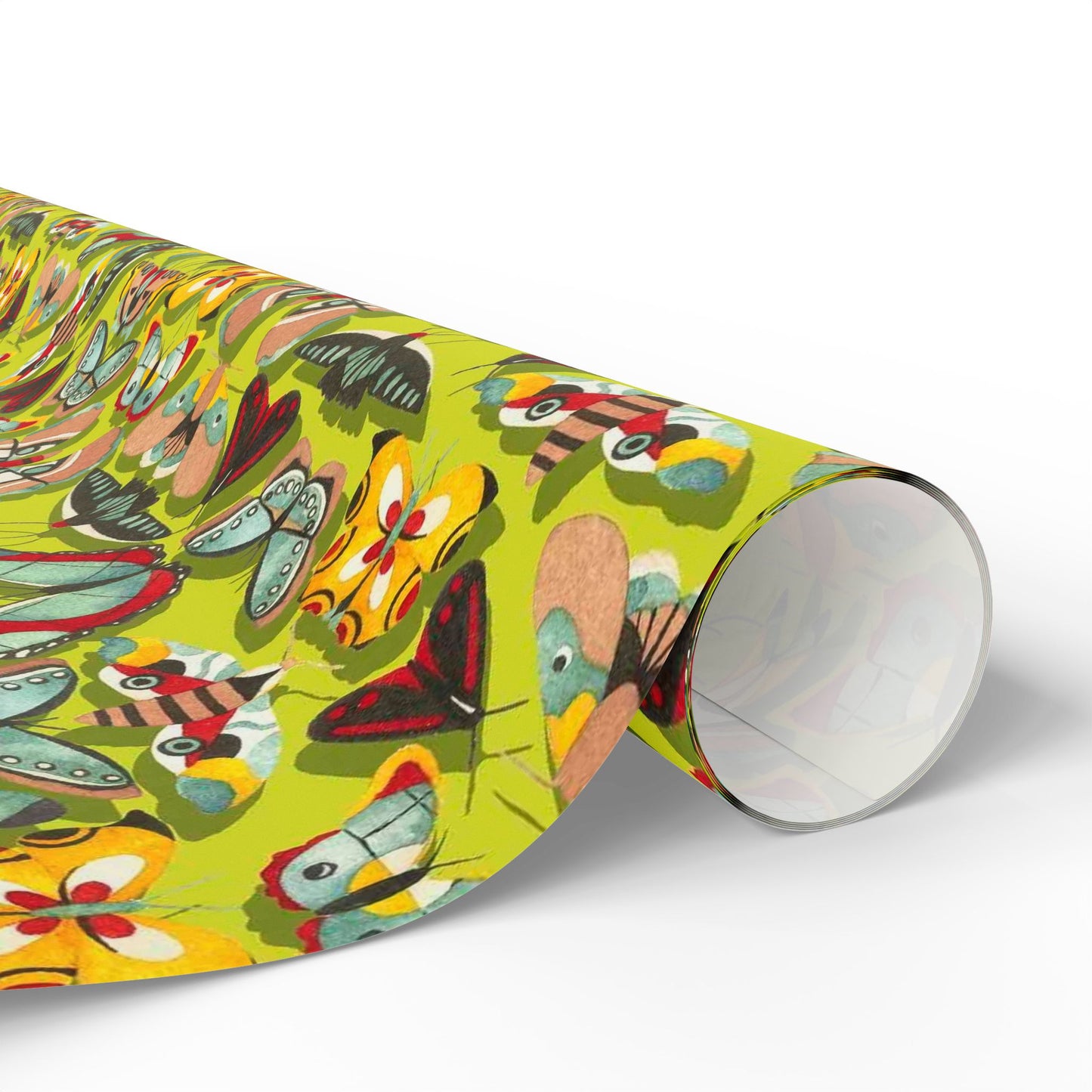 Vibrant Butterfly Neon Yellow Wrapping Paper
